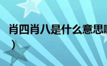 肖四肖八是什么意思啊（肖四肖八是什么意思）