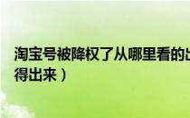 淘宝号被降权了从哪里看的出来（淘宝号被降权了从哪里看得出来）