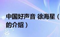 中国好声音 徐海星（关于中国好声音 徐海星的介绍）