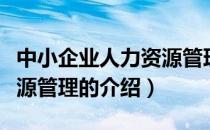 中小企业人力资源管理（关于中小企业人力资源管理的介绍）