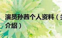 演员孙茜个人资料（关于演员孙茜个人资料的介绍）