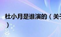 杜小月是谁演的（关于杜小月是谁演的的介绍）