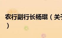 农行副行长杨琨（关于农行副行长杨琨的介绍）