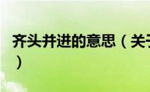 齐头并进的意思（关于齐头并进的意思的介绍）