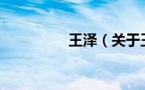 王泽（关于王泽的介绍）
