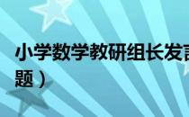 小学数学教研组长发言稿（小学数学教研组课题）