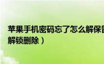 苹果手机密码忘了怎么解保留数据（苹果手机密码忘了怎么解锁删除）
