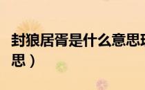 封狼居胥是什么意思现代（封狼居胥是什么意思）