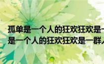 孤单是一个人的狂欢狂欢是一群人的孤单歌名叫什么（孤单是一个人的狂欢狂欢是一群人的孤单）