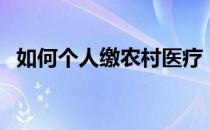 如何个人缴农村医疗（如何个人缴纳社保）