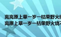 离离原上草一岁一枯荣野火烧不尽春风吹又生是哪首诗（离离原上草一岁一枯荣野火烧不尽春风吹又生）