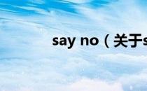 say no（关于say no的介绍）