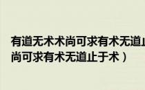 有道无术术尚可求有术无道止于术是什么意思（有道无术术尚可求有术无道止于术）