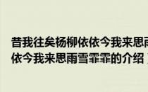 昔我往矣杨柳依依今我来思雨雪霏霏（关于昔我往矣杨柳依依今我来思雨雪霏霏的介绍）