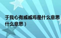于我心有戚戚焉是什么意思（ldquo 心有戚戚焉 rdquo 是什么意思）
