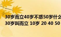 30岁而立40岁不惑50岁什么60岁什么70岁什么80岁什么（30岁叫而立 10岁 20 40 50 60 70 80 各叫什么）