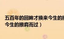 五百年的回眸才换来今生的擦肩而过（五百年的回眸才换来今生的擦肩而过）