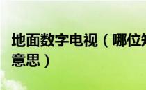 地面数字电视（哪位知道地面数字电视是什么意思）