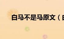 白马不是马原文（白马不是马的典故）