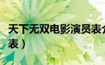 天下无双电影演员表介绍（天下无双电影演员表）
