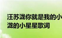 汪苏泷你就是我的小星星是什么歌 我要汪苏泷的小星星歌词