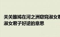 关关雎鸠在河之洲窈窕淑女君子好逑 关关雎鸠在河之洲窈窕淑女君子好逑的意思