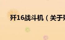 歼16战斗机（关于歼16战斗机的介绍）