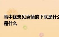 雪中送炭见真情的下联是什么 雪中送炭见真情的下一句对子是什么