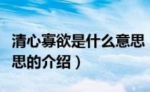 清心寡欲是什么意思（关于清心寡欲是什么意思的介绍）