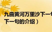 九曲黄河万里沙下一句（关于九曲黄河万里沙下一句的介绍）