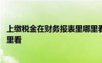 上缴税金在财务报表里哪里看余额 上缴税金在财务报表里哪里看