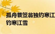 孤舟蓑笠翁独钓寒江雪的意思 孤舟蓑笠翁独钓寒江雪