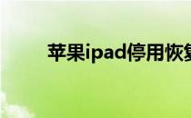 苹果ipad停用恢复平板的出厂设置
