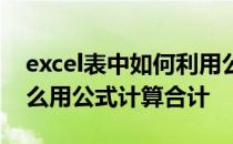 excel表中如何利用公式计算合计 Excel中怎么用公式计算合计