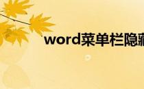 word菜单栏隐藏了怎么办2003