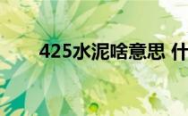 425水泥啥意思 什么叫普通425水泥