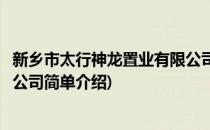 新乡市太行神龙置业有限公司(对于新乡市太行神龙置业有限公司简单介绍)