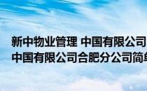 新中物业管理 中国有限公司合肥分公司(对于新中物业管理 中国有限公司合肥分公司简单介绍)