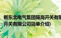 新东北电气集团隔离开关有限公司(对于新东北电气集团隔离开关有限公司简单介绍)