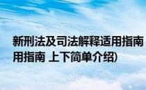 新刑法及司法解释适用指南 上下(对于新刑法及司法解释适用指南 上下简单介绍)