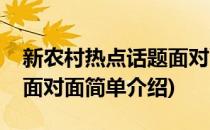 新农村热点话题面对面(对于新农村热点话题面对面简单介绍)