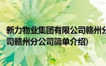 新力物业集团有限公司赣州分公司(对于新力物业集团有限公司赣州分公司简单介绍)