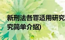 新刑法各罪适用研究(对于新刑法各罪适用研究简单介绍)