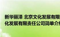 新华丽泽 北京文化发展有限责任公司(对于新华丽泽 北京文化发展有限责任公司简单介绍)