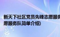 新天下社区党员先锋志愿服务队(对于新天下社区党员先锋志愿服务队简单介绍)