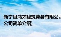 新宁县鸿才建筑劳务有限公司(对于新宁县鸿才建筑劳务有限公司简单介绍)