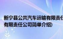 新宁县公共汽车运输有限责任公司(对于新宁县公共汽车运输有限责任公司简单介绍)