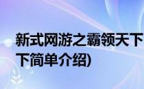 新式网游之霸领天下(对于新式网游之霸领天下简单介绍)