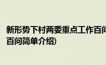 新形势下村两委重点工作百问(对于新形势下村两委重点工作百问简单介绍)