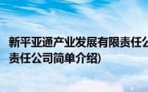 新平亚通产业发展有限责任公司(对于新平亚通产业发展有限责任公司简单介绍)